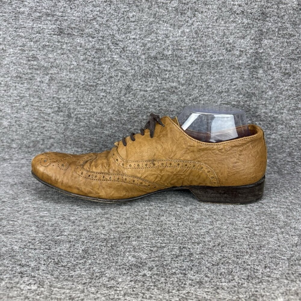 ✅ Mens 9 Aldo Oxfords Soft Brown Leather Wingtip Embroidered Lace Up Dress Shoes - Picture 11 of 11